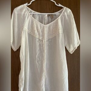 NINE WEST Vintage America Collection Cotton Gaze Embroidered Top, size XS